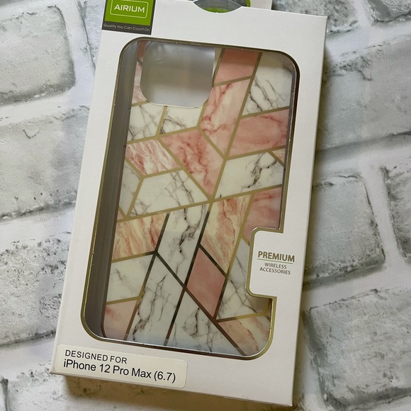 Pink marble geometric Iphone 12 pro max case - Picture 2 of 4